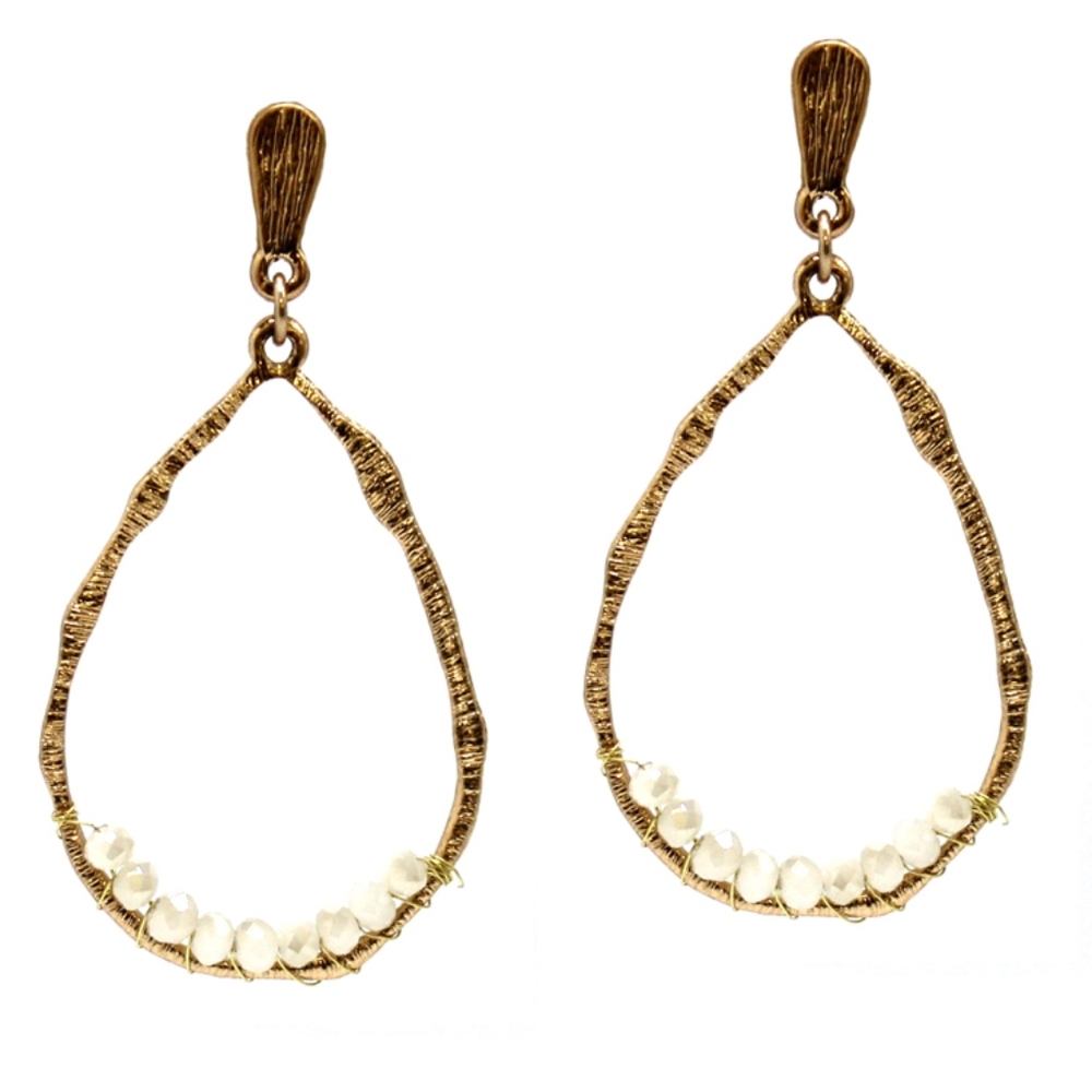 Teardrop Dangling Earrings Women | Teardrop Shaped with Ivory Beads Earrings